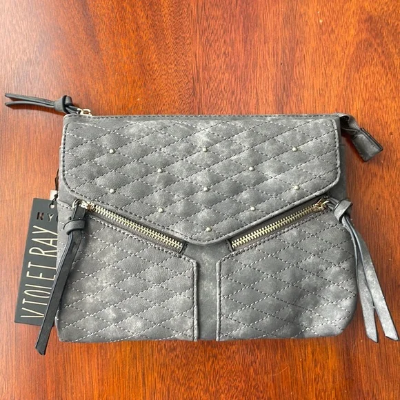 Violet Ray Bags Violet Ray Gray Washed Faux Suede Crossbody